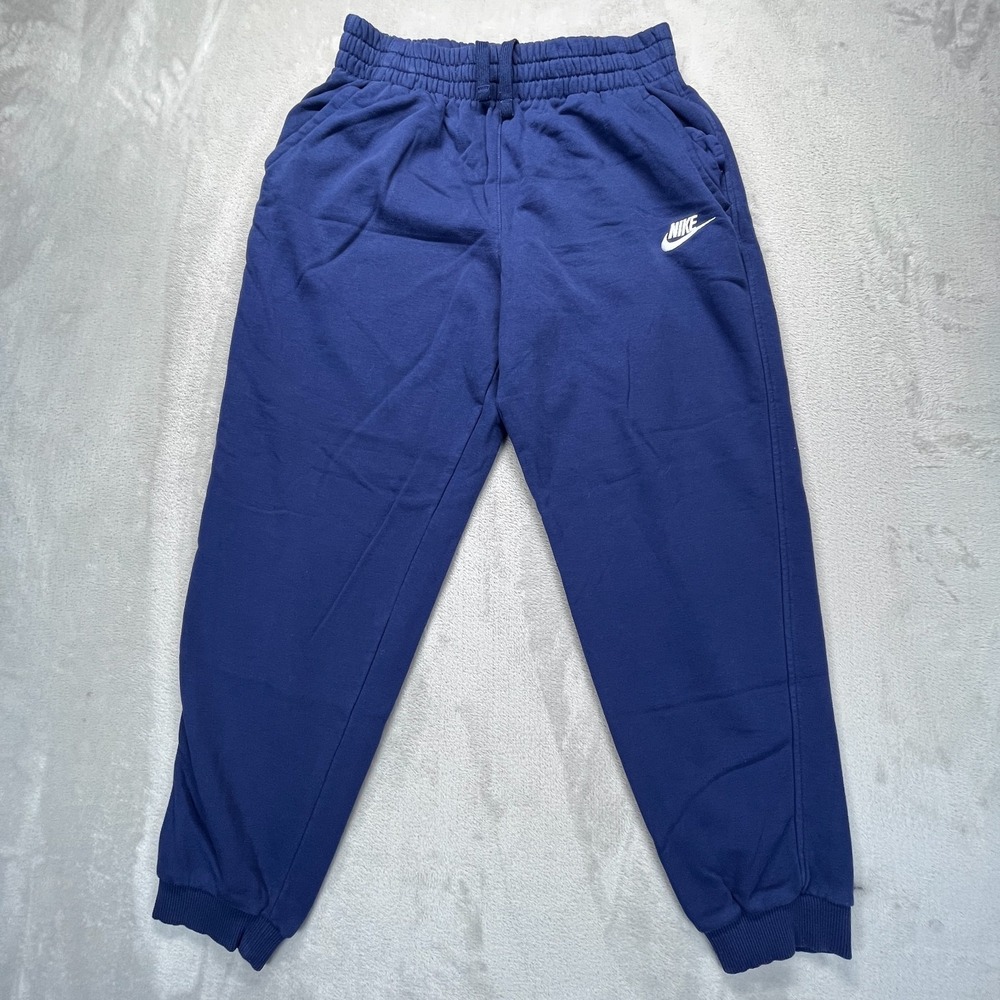 Nike Sweatpants Boys XL Blue Fleece Lined Swoosh Logo Cotton Pockets Athletic